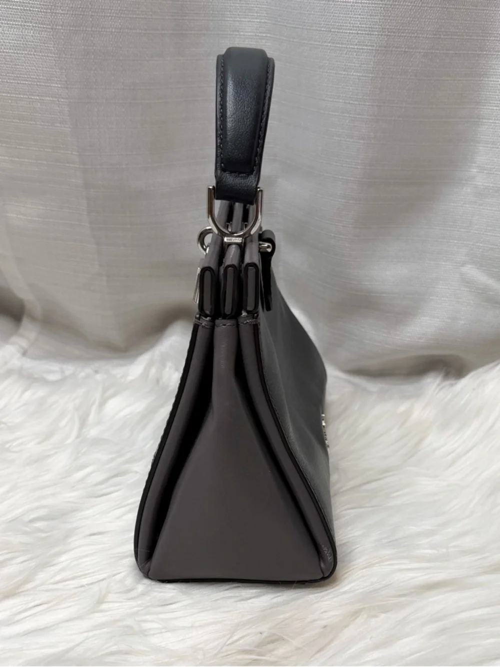 Michael Kors Two Tone Leather Mini Satchel Gray Black